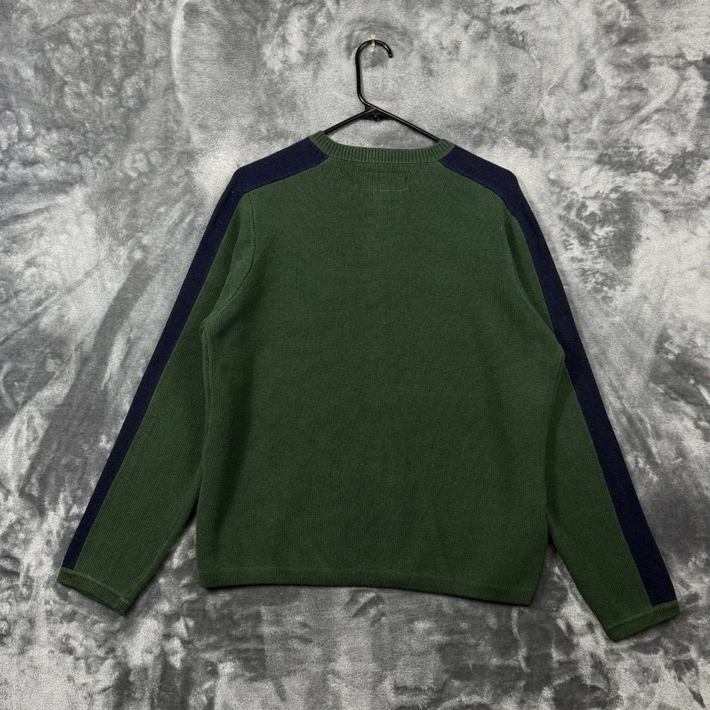 Abercrombie & Fitch Sweater Mens M Green Excellent V-Neck Colorblock Knit Stripe